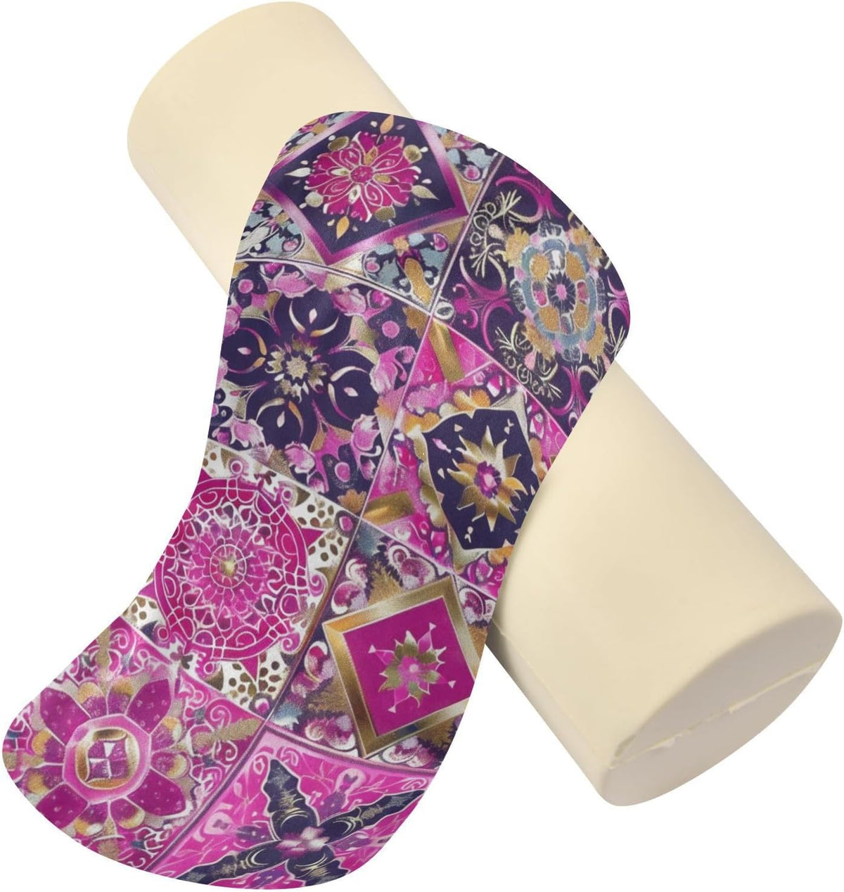 c Neck Roll Pillow Bolster Round Health Memory Foam Long Cervical Cylinder Pillows with Removable Washable Cover for Body Bed Legs Back Yoga - Colors B