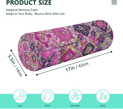 c Neck Roll Pillow Bolster Round Health Memory Foam Long Cervical Cylinder Pillows with Removable Washable Cover for Body Bed Legs Back Yoga - Colors B