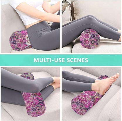 c Neck Roll Pillow Bolster Round Health Memory Foam Long Cervical Cylinder Pillows with Removable Washable Cover for Body Bed Legs Back Yoga - Colors B