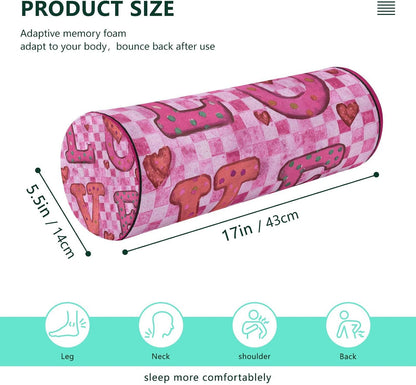 c Neck Roll Pillow Bolster Round Health Memory Foam Long Cervical Cylinder Pillows with Removable Washable Cover for Body Bed Legs Back Yoga - Colors B