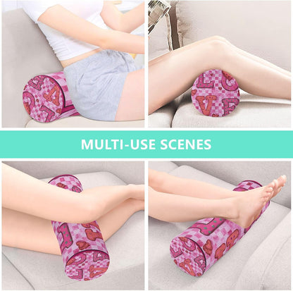 c Neck Roll Pillow Bolster Round Health Memory Foam Long Cervical Cylinder Pillows with Removable Washable Cover for Body Bed Legs Back Yoga - Colors B