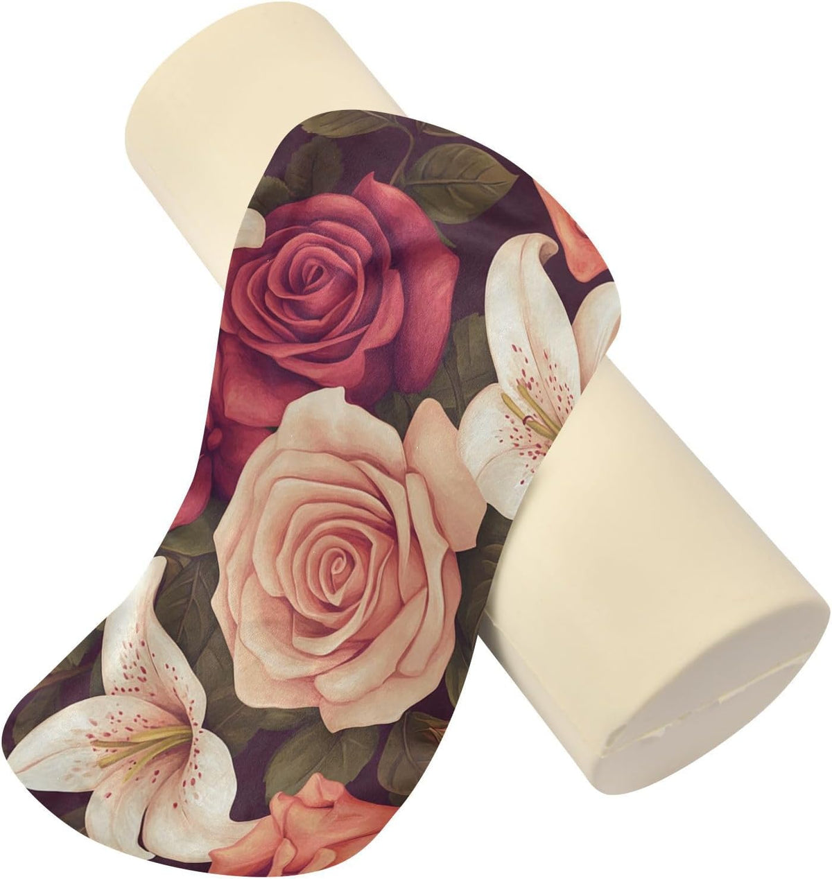 c Neck Roll Pillow Bolster Round Health Memory Foam Long Cervical Cylinder Pillows with Removable Washable Cover for Body Bed Legs Back Yoga - Colors B