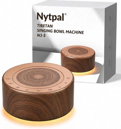 Tibetan Meditation Singing Bowl Machine - 7 Singing Bowls Sounds, Crystal Healing, Chakra Healing, Mindfulness and Stress Relief Timer and Memory Features for Women/Men