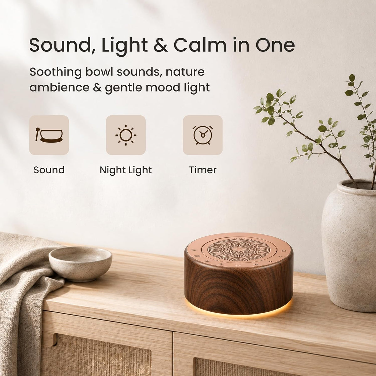 Tibetan Meditation Singing Bowl Machine - 7 Singing Bowls Sounds, Crystal Healing, Chakra Healing, Mindfulness and Stress Relief Timer and Memory Features for Women/Men
