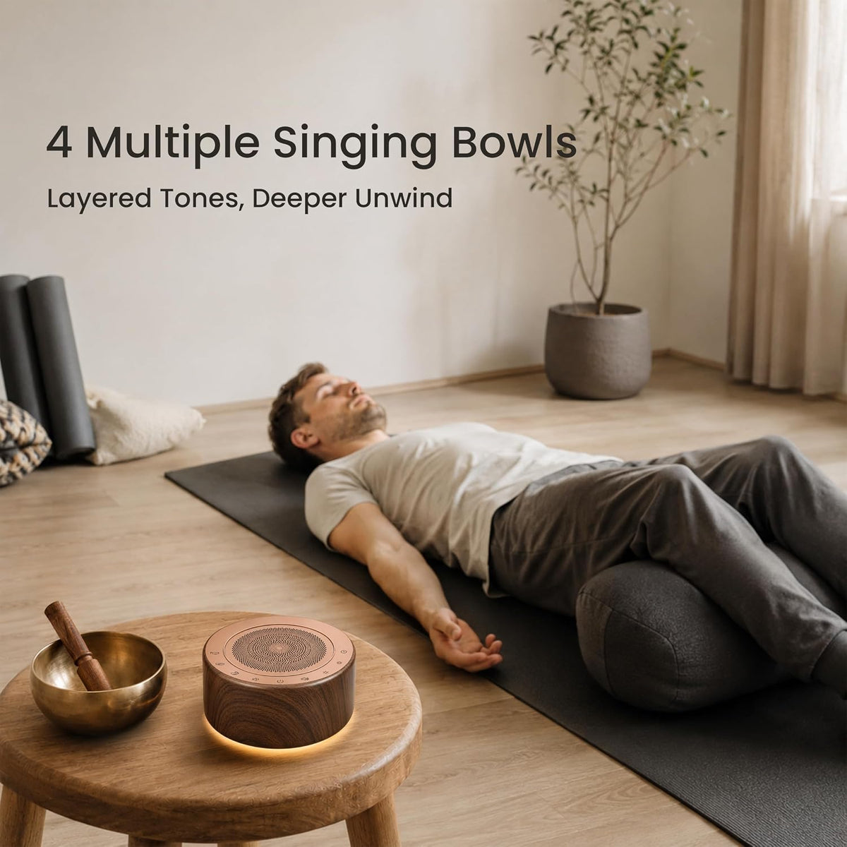 Tibetan Meditation Singing Bowl Machine - 7 Singing Bowls Sounds, Crystal Healing, Chakra Healing, Mindfulness and Stress Relief Timer and Memory Features for Women/Men