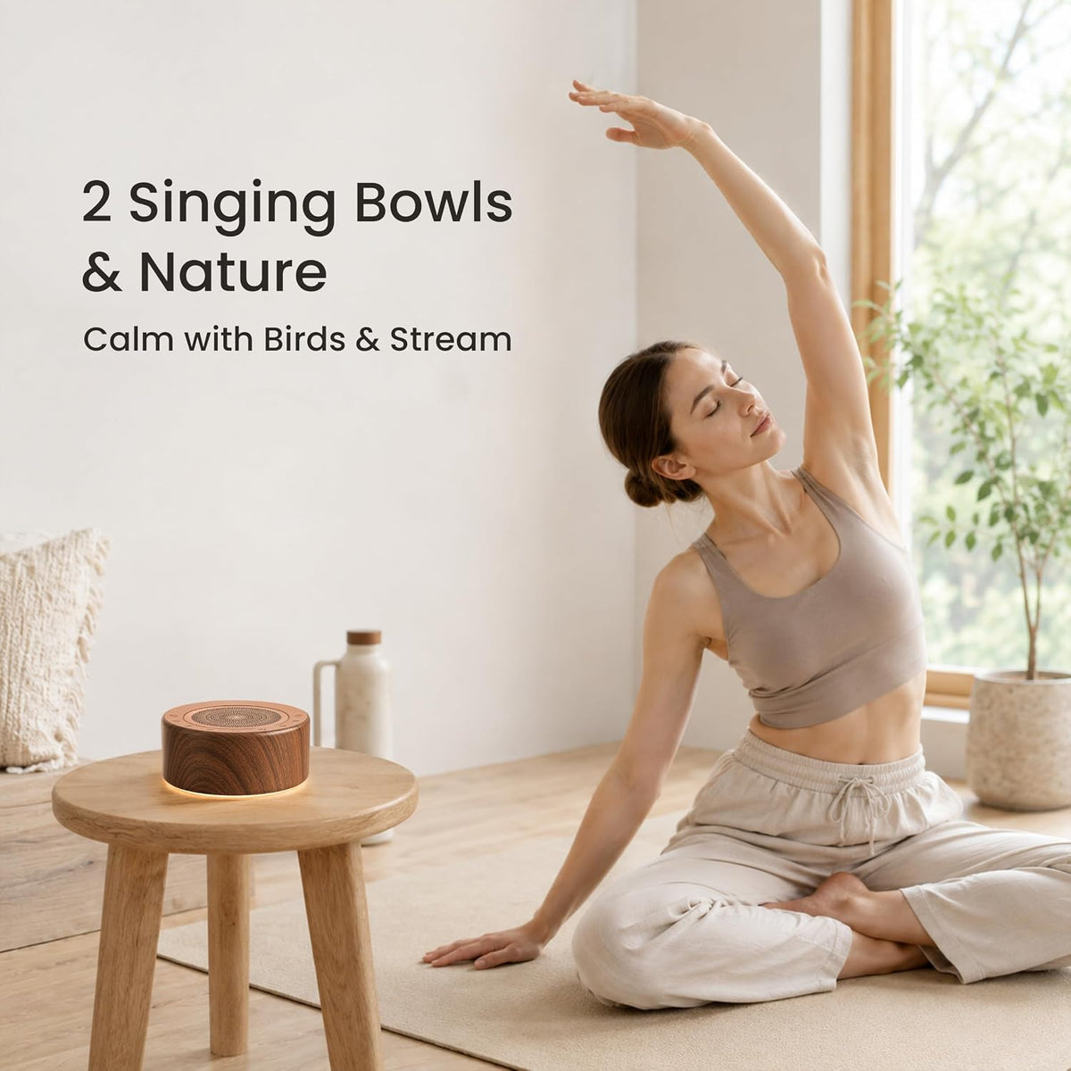 Tibetan Meditation Singing Bowl Machine - 7 Singing Bowls Sounds, Crystal Healing, Chakra Healing, Mindfulness and Stress Relief Timer and Memory Features for Women/Men