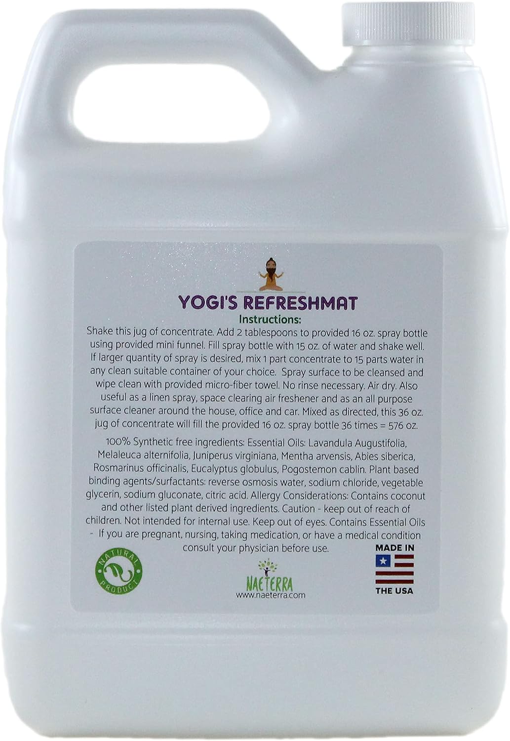 Yogi's Refreshmat Ultra Concentrated Yoga Mat Cleaner & Refresher - Makes up to 4.5 Gallons
