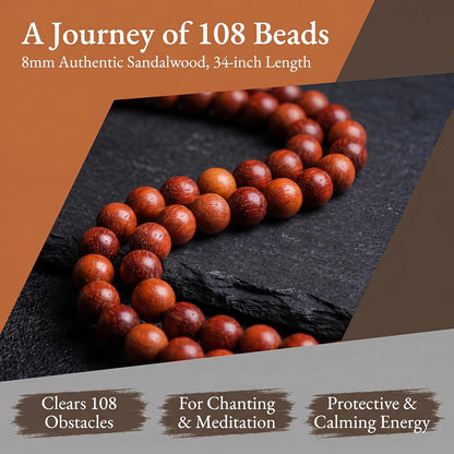 Handmade Mala Beads Bracelet 108 8mm Prayer Meditation Bracelet Sandalwood Elastic, Buddhist Beads, Prayer Mala Necklace for Men and Women Gifts