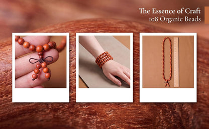 Handmade Mala Beads Bracelet 108 8mm Prayer Meditation Bracelet Sandalwood Elastic, Buddhist Beads, Prayer Mala Necklace for Men and Women Gifts