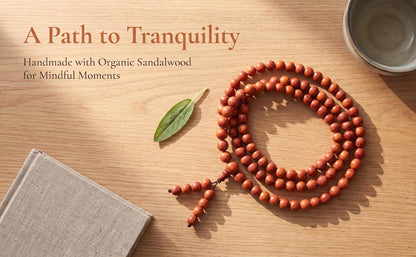 Handmade Mala Beads Bracelet 108 8mm Prayer Meditation Bracelet Sandalwood Elastic, Buddhist Beads, Prayer Mala Necklace for Men and Women Gifts
