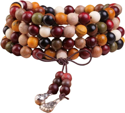 Handmade Mala Beads Bracelet 108 8mm Prayer Meditation Bracelet Sandalwood Elastic, Buddhist Beads, Prayer Mala Necklace for Men and Women Gifts