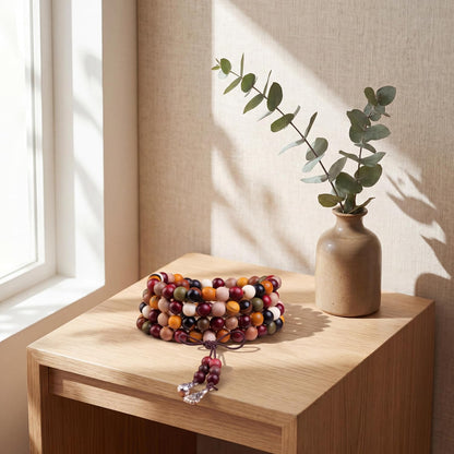 Handmade Mala Beads Bracelet 108 8mm Prayer Meditation Bracelet Sandalwood Elastic, Buddhist Beads, Prayer Mala Necklace for Men and Women Gifts