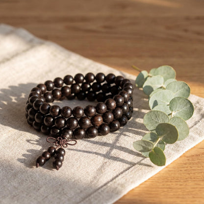Handmade Mala Beads Bracelet 108 8mm Prayer Meditation Bracelet Sandalwood Elastic, Buddhist Beads, Prayer Mala Necklace for Men and Women Gifts