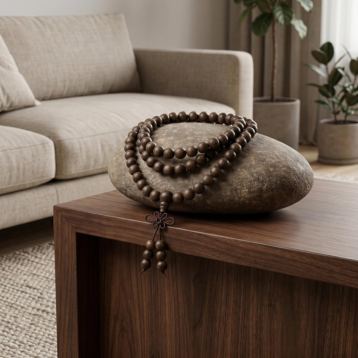 Handmade Mala Beads Bracelet 108 8mm Prayer Meditation Bracelet Sandalwood Elastic, Buddhist Beads, Prayer Mala Necklace for Men and Women Gifts