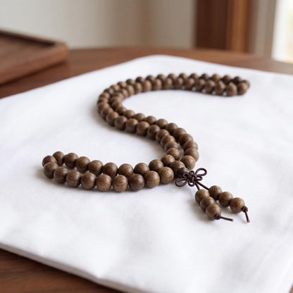 Handmade Mala Beads Bracelet 108 8mm Prayer Meditation Bracelet Sandalwood Elastic, Buddhist Beads, Prayer Mala Necklace for Men and Women Gifts