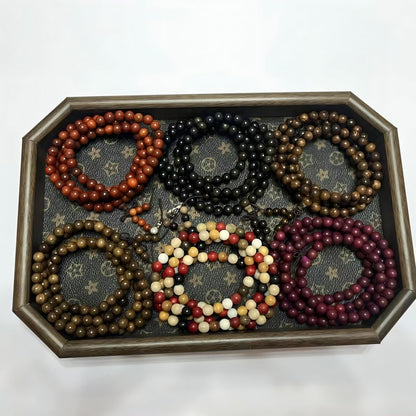 Handmade Mala Beads Bracelet 108 8mm Prayer Meditation Bracelet Sandalwood Elastic, Buddhist Beads, Prayer Mala Necklace for Men and Women Gifts
