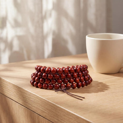 Handmade Mala Beads Bracelet 108 8mm Prayer Meditation Bracelet Sandalwood Elastic, Buddhist Beads, Prayer Mala Necklace for Men and Women Gifts