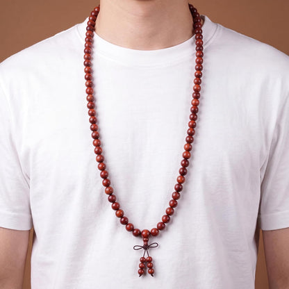 Handmade Mala Beads Bracelet 108 8mm Prayer Meditation Bracelet Sandalwood Elastic, Buddhist Beads, Prayer Mala Necklace for Men and Women Gifts