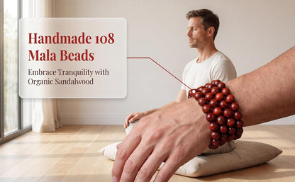 Handmade Mala Beads Bracelet 108 8mm Prayer Meditation Bracelet Sandalwood Elastic, Buddhist Beads, Prayer Mala Necklace for Men and Women Gifts