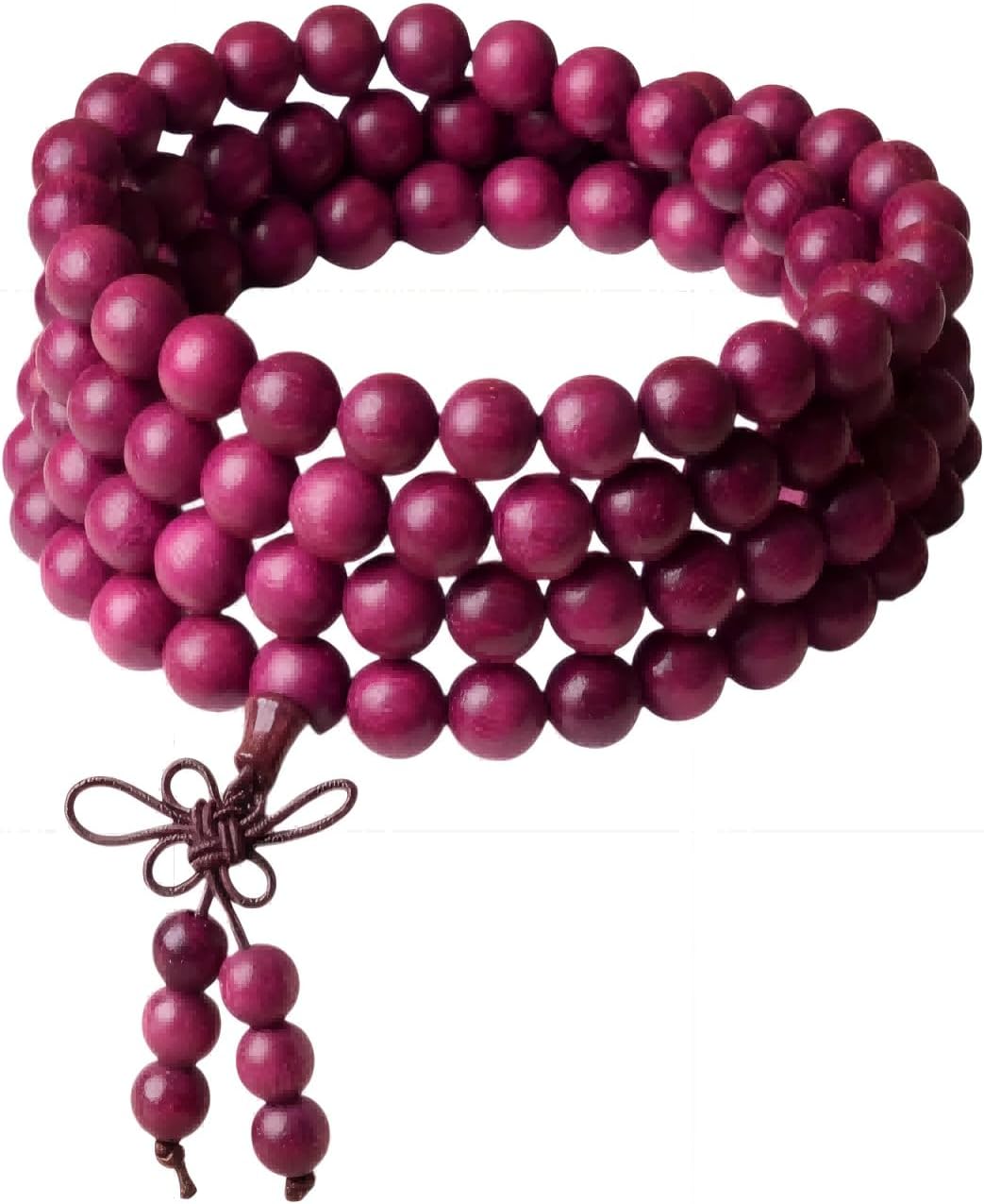 Handmade Mala Beads Bracelet 108 8mm Prayer Meditation Bracelet Sandalwood Elastic, Buddhist Beads, Prayer Mala Necklace for Men and Women Gifts