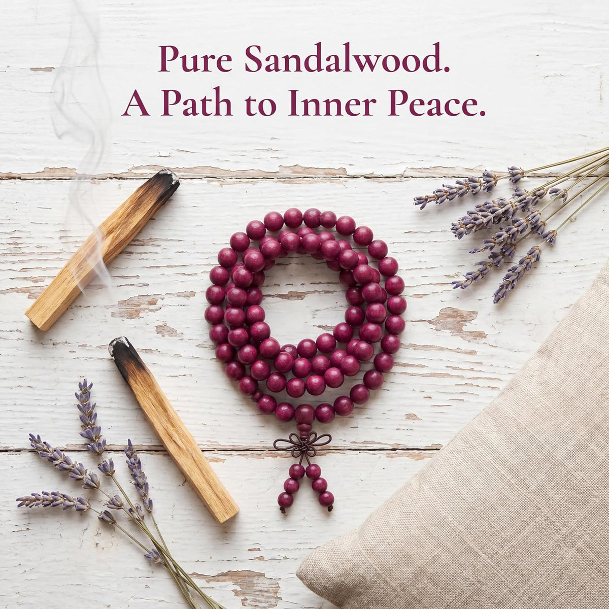 Handmade Mala Beads Bracelet 108 8mm Prayer Meditation Bracelet Sandalwood Elastic, Buddhist Beads, Prayer Mala Necklace for Men and Women Gifts