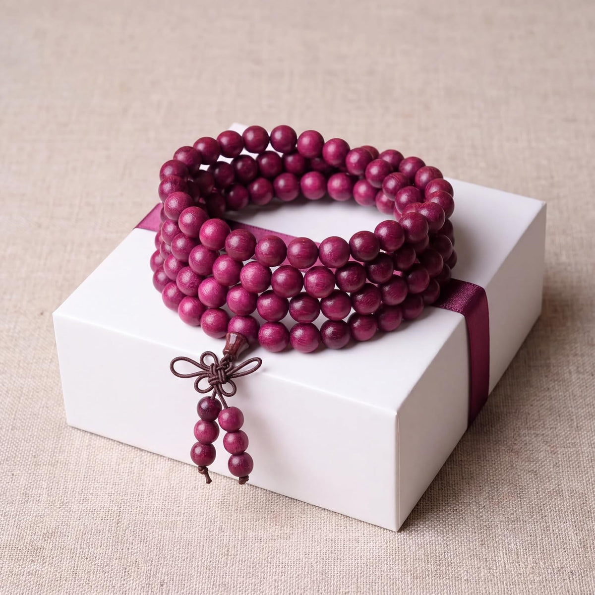 Handmade Mala Beads Bracelet 108 8mm Prayer Meditation Bracelet Sandalwood Elastic, Buddhist Beads, Prayer Mala Necklace for Men and Women Gifts
