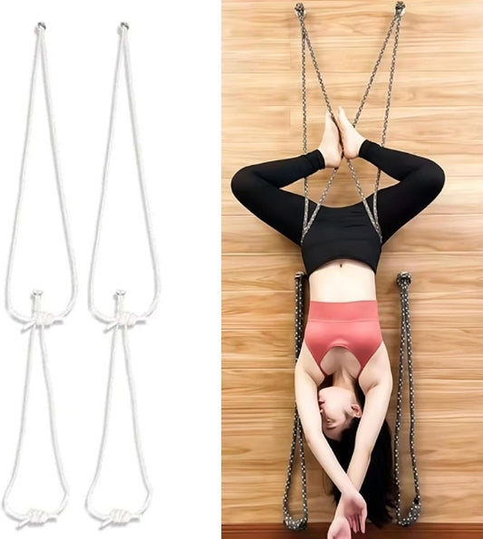 Upgraded Yoga Wall Ropes, Extra Thick Cotton Yoga Strap with Reinforced Knots, Durable Yoga Inversion Ropes for Flexibility Training, Suitable for Yoga Studio, Home Gym