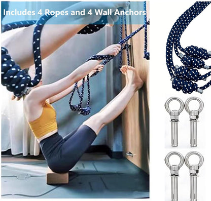Upgraded Yoga Wall Ropes, Extra Thick Cotton Yoga Strap with Reinforced Knots, Durable Yoga Inversion Ropes for Flexibility Training, Suitable for Yoga Studio, Home Gym