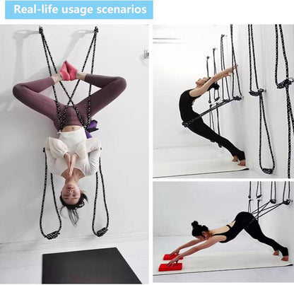 Upgraded Yoga Wall Ropes, Extra Thick Cotton Yoga Strap with Reinforced Knots, Durable Yoga Inversion Ropes for Flexibility Training, Suitable for Yoga Studio, Home Gym