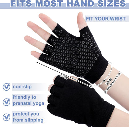 2 Pairs Yoga Pilates Gloves with Grips for Women