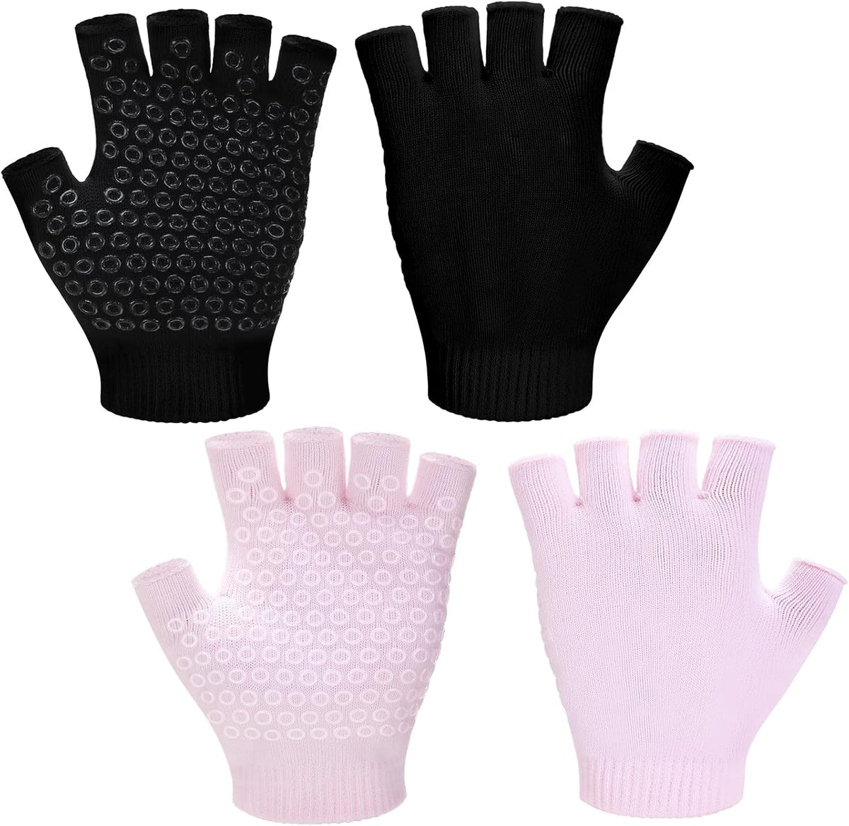 2 Pairs Yoga Pilates Gloves with Grips for Women