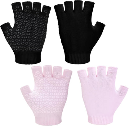 2 Pairs Yoga Pilates Gloves with Grips for Women