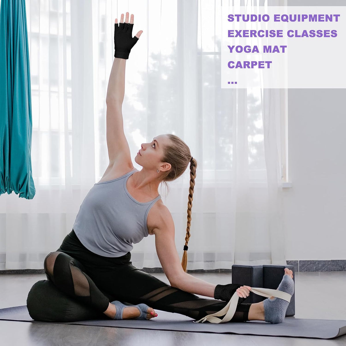 2 Pairs Yoga Pilates Gloves with Grips for Women