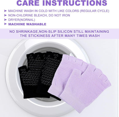 2 Pairs Yoga Pilates Gloves with Grips for Women