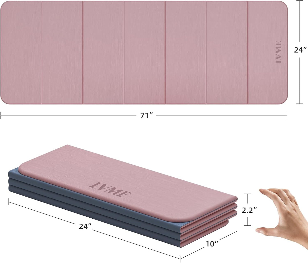 Foldable Yoga Mat, 71"x24"x1/3" Thick(8mm), Non Slip Exercise Mat