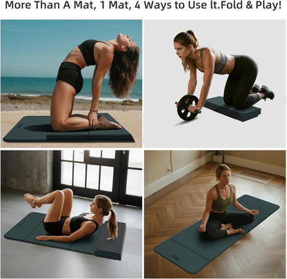 Foldable Yoga Mat, 71"x24"x1/3" Thick(8mm), Non Slip Exercise Mat