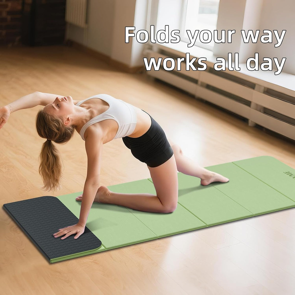 Foldable Yoga Mat, 71"x24"x1/3" Thick(8mm), Non Slip Exercise Mat
