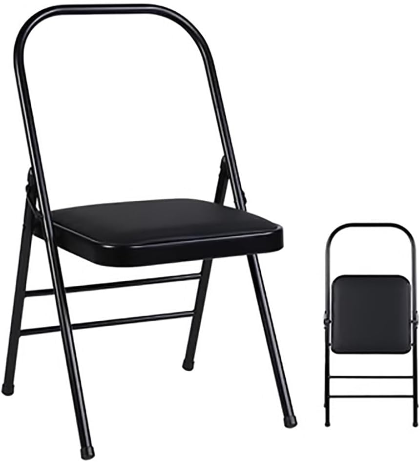 Iyengar Auxiliary Chair,Yoga Auxiliary Chair Backless Yoga Chair with PU Leather,Portable Foldable Yoga Chair with Non-Slip Feet Covers(Brown,Black,Brown-1.2mm
