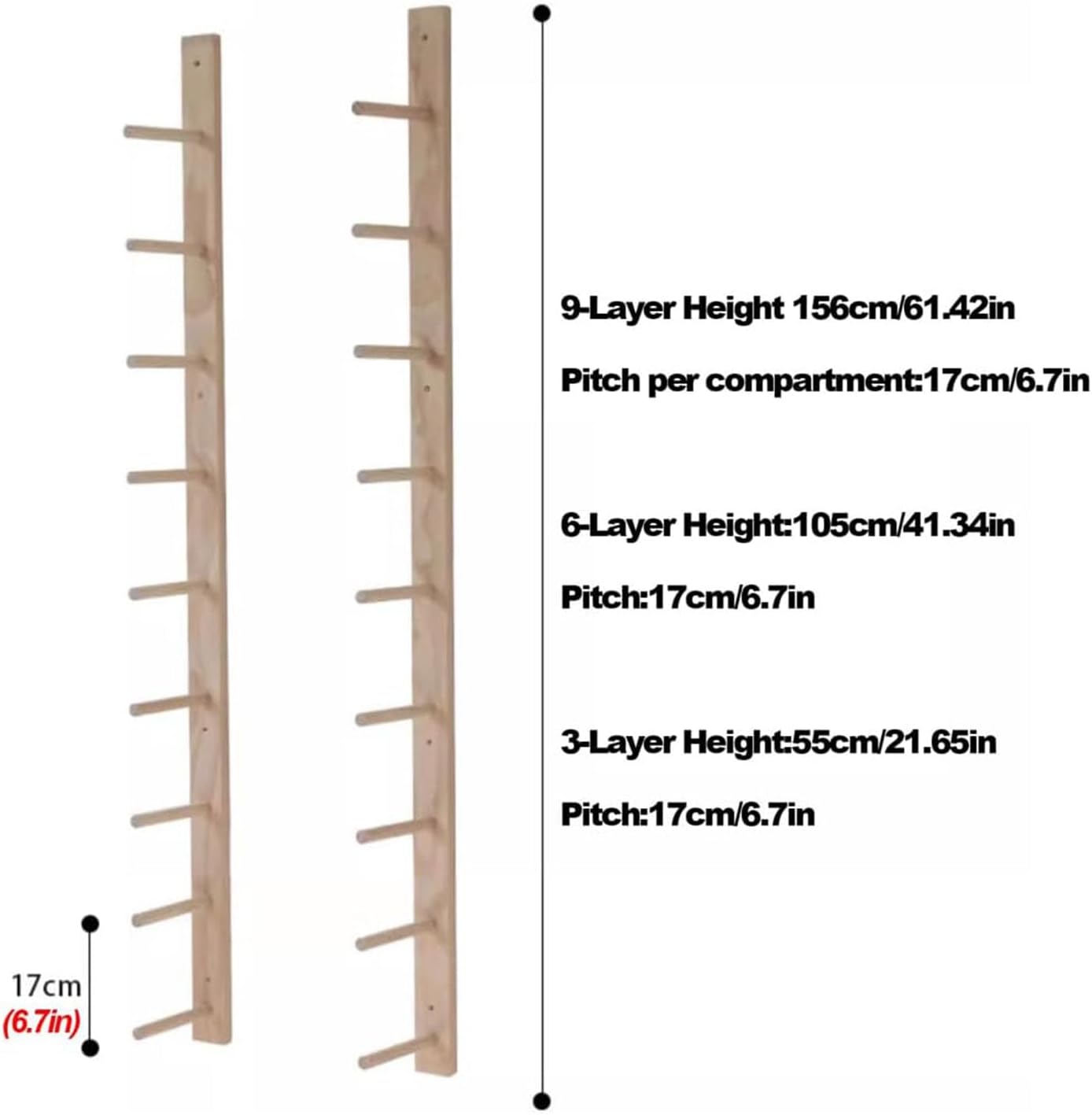 Wooden Yoga Mat Holder Wall Mount, Wood Yoga Mat Storage Rack as Shoe Hanger, Yoga Mat Organizer, or Gym Shelf for Home Gym Wall Storage
