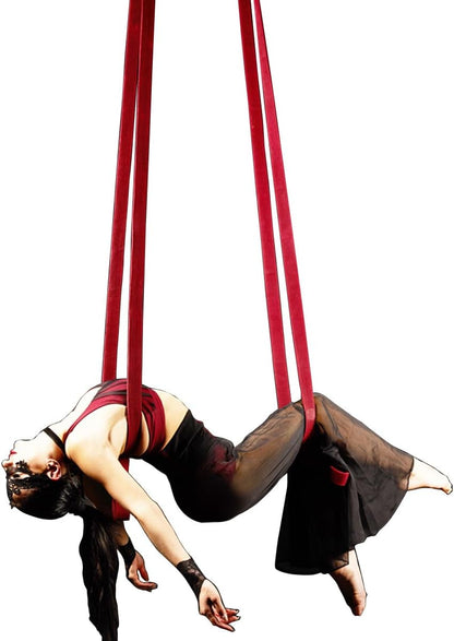 4.9ft 1.5m Aerial Straps Ropes Yoga Aerial Acrobatics Body Aerial Loop Trapeze Circus Apparatuses Equipment Three-Layer Straps 1 pairs