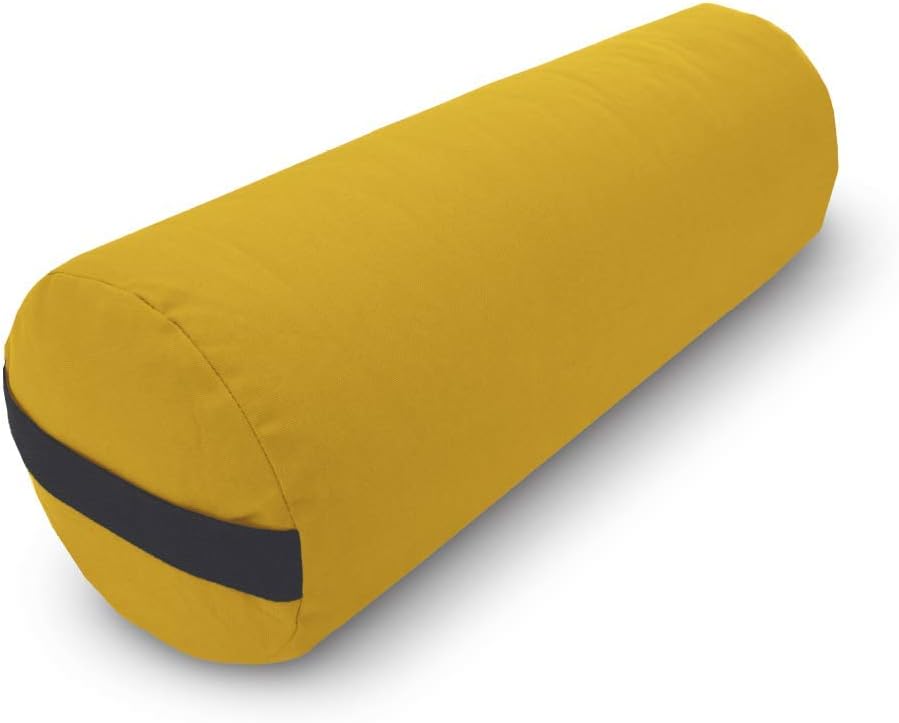 Bean Products Cotton Batting Yoga Bolster - Studio Grade Round or Rectangular Restorative Yoga Pillow for Pilates and Yin Practice - Soft Yet Firm Support with Cotton Cover - Made in The USA