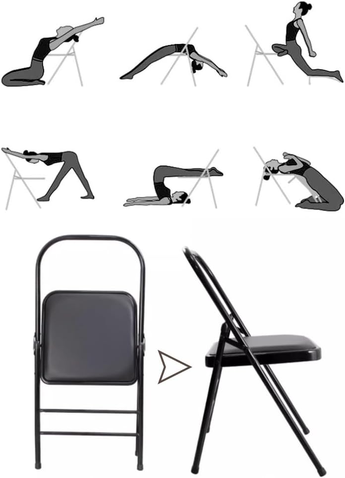Folding Yoga Auxiliary Chair, Home Yoga Stool, Iyengar Beginner Yoga Chair, White, Back Support Yoga Chair, Balance Inversion Chair W/Non-Slip Feet(White)