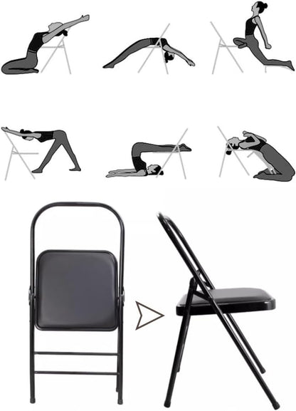 Folding Yoga Chair, Back Support Yoga Stool for Beginners, Non-Slip Feet Balance Inversion Chair