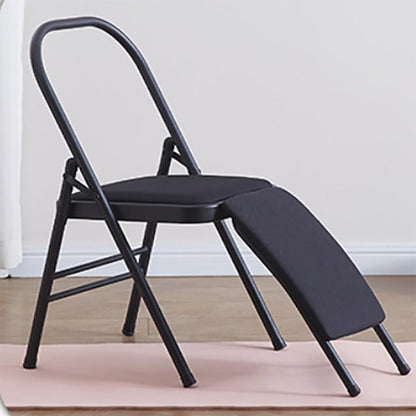 Yoga Auxiliary Chair,Yoga Auxiliary Chair with Detachable Lumbar Back Support Metal Folding Chair Balance Handstand Training Tool,Black