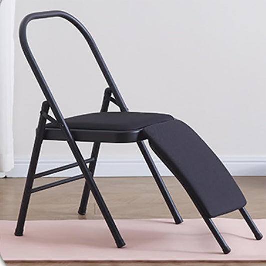 Yoga Auxiliary Chair,Yoga Auxiliary Chair with Detachable Lumbar Back Support Metal Folding Chair Balance Handstand Training Tool,Black