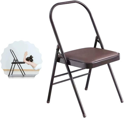 Yoga Chairs for Adults Folding Chairs with Comfortable Padded Yoga Auxiliary Chair Black/Brown Foldable Balance Chair(Black)