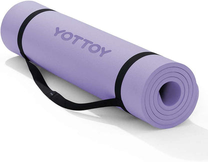 YOTTOY Yoga Mat，Extra Thick Yoga Mat (1/2inch),Professional TPE Exercise Mat,Non-Slip Workout Mat for Yoga, Pilates, Fitness, Barefoot Workouts, Home Gym Studio with Strap