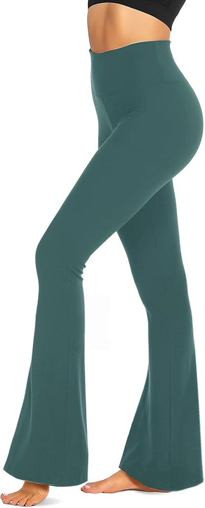 TNNZEET Black Flare Leggings for Women, Crossover Yoga Pants with Pockets Bootcut Flared Leggings