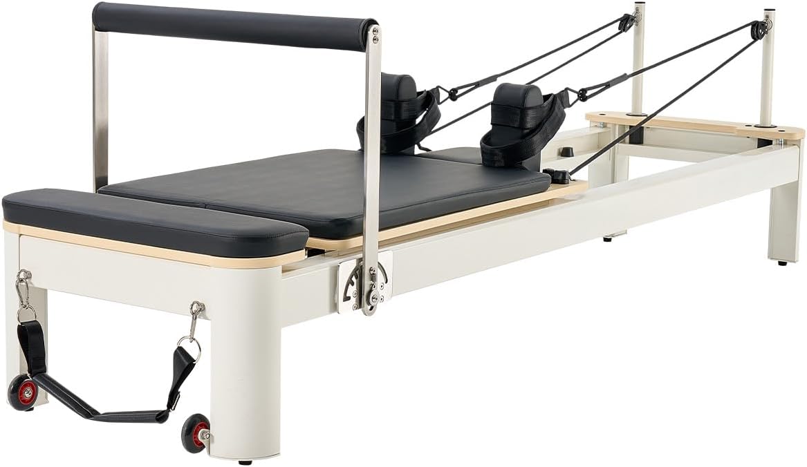 VEVOR Pilates Reformer, Reformer Pilates Machine with Cadillac Trapeze Table or Tower & Mat, Pilates Equipment for Home Workout and Studio, Includes Jump Board，Sitting Box