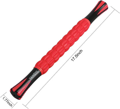 YANSYI Professional 9-Roller Deep Tissue Massage Stick - Portable Muscle Recovery Roller for Athletes, Relieves Post-Workout Soreness & Leg/Back Pain - Portable Physio Tool (Purple)